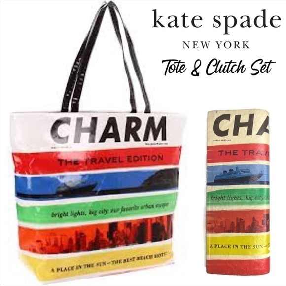 Kate Spade CHARM Bag Tote and Magazine Clutch Vintage Set - Picture 1 of 16